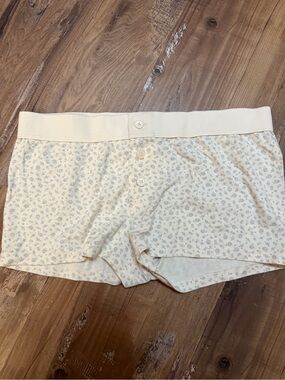 Brandy Melville Cream and Light Blue Floral Lounge Bike Shorts